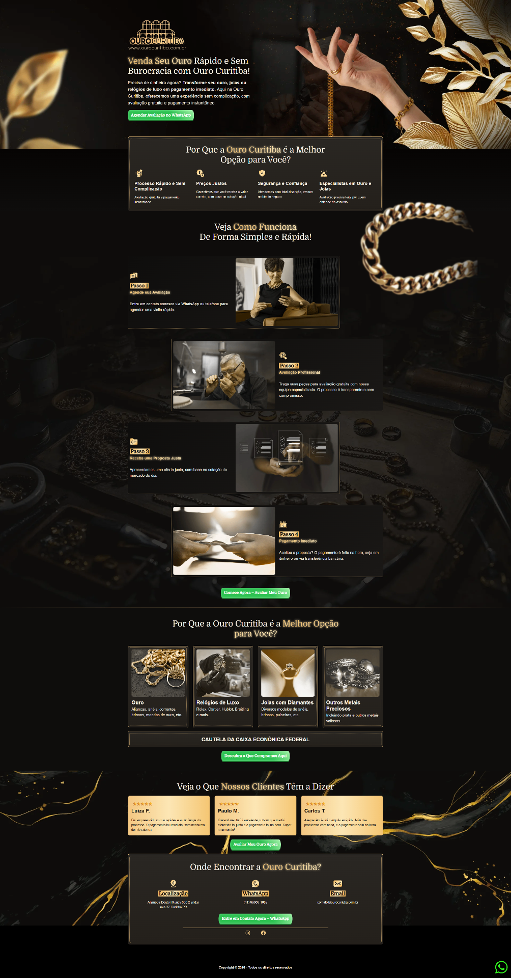 Landing page — Ouro Curitiba